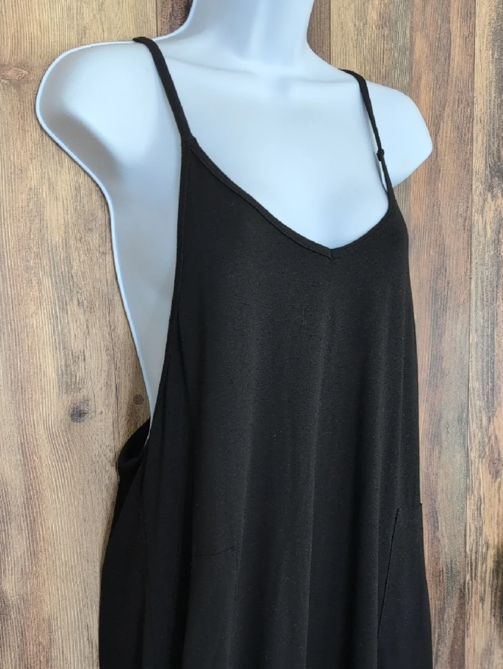 Black Spaghetti Strap Tank Top Crop Capri Jumpsuit S Q240 - Picture 2 of 7